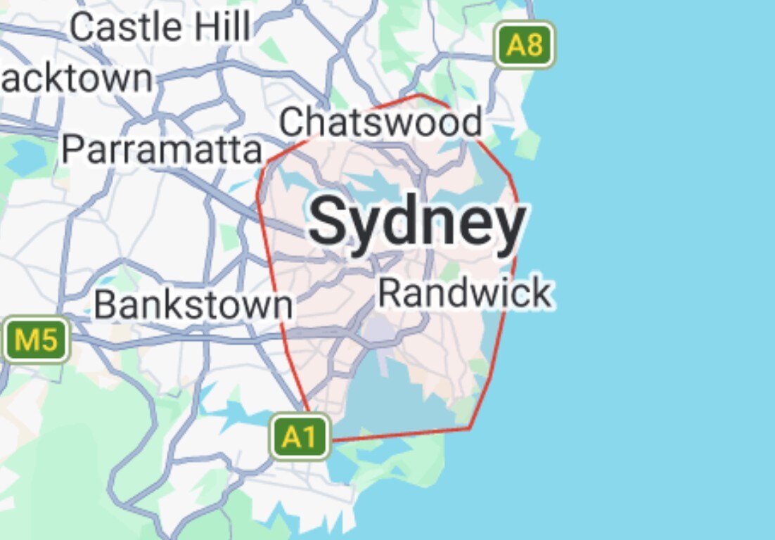 Map of the MR TREES service area across Sydney's Eastern Suburbs, Inner West and Lower North Shore